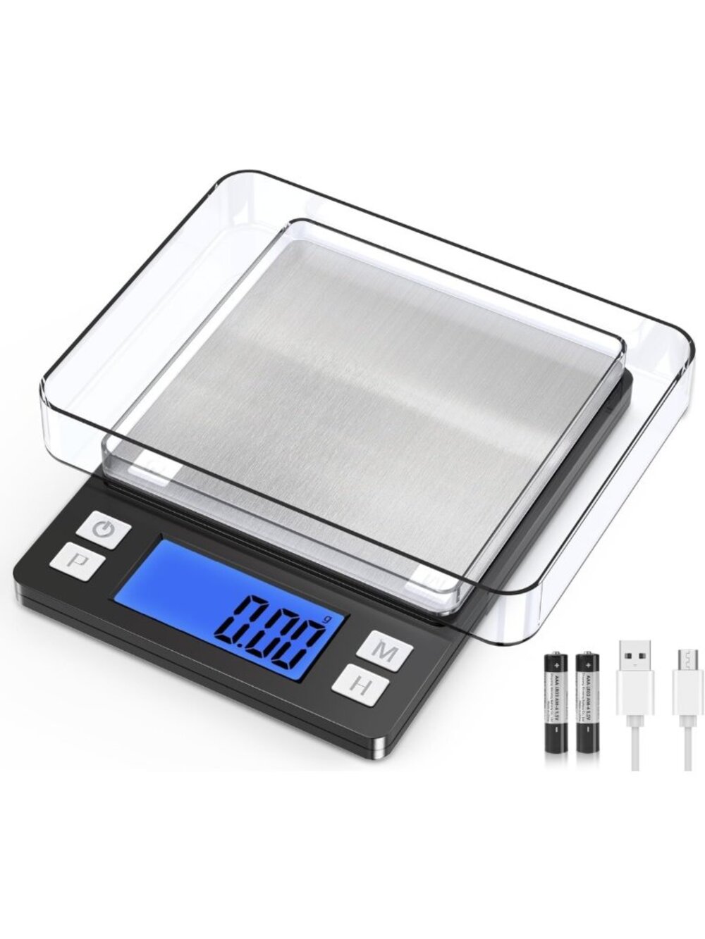 Precision Digital Gram Scale 0.01g, Compact 1kg Jewelry & Kitchen Weighing Tool